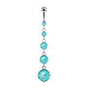 Banana silver with ball and ball crystal aqua pendant...