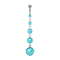 Banana silver with ball and ball crystal aqua pendant four round crystals
