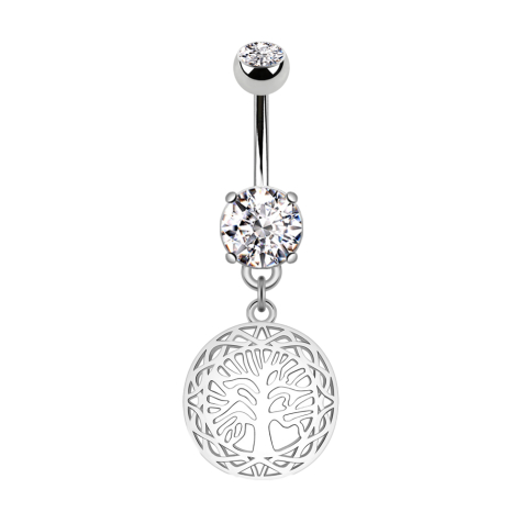 Banane argentée avec deux boules cristal argenté Pendentif rond arbre de vie