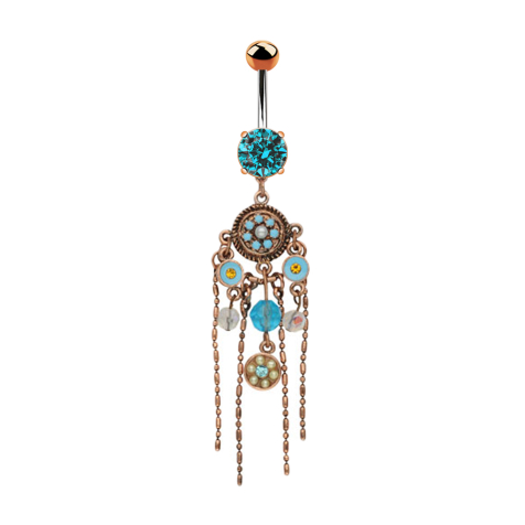 Banana rose gold with ball and ball crystal aqua pendant vintage chandelier opalite