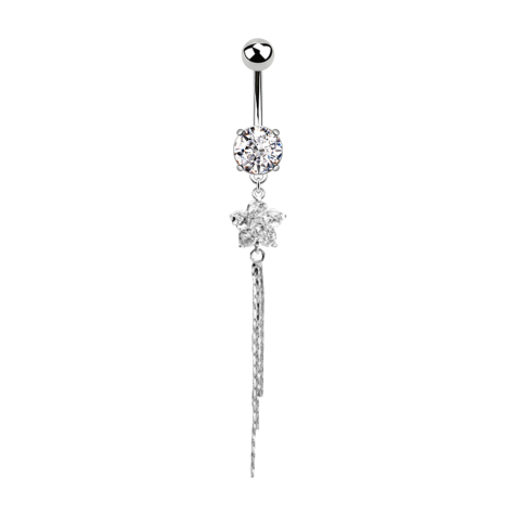 Banane argentée avec boule et bille cristal argenté Pendentif fleur de cristal fil scintillant