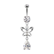 Banane silber mit zwei Kugeln Kristall silber...