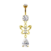 Banana 14k gold-plated with two balls crystal silver...