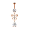 Banana rose gold with two balls crystal silver pendant butterfly and crystal drops