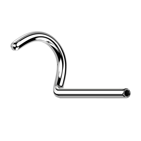 Threadless nose stud rod curved silver