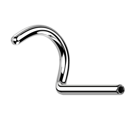 Threadless nose stud rod curved silver