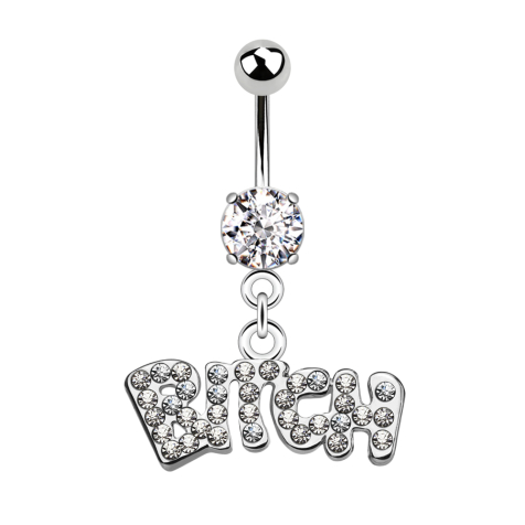 Banana silver with ball and ball crystal silver pendant Bitch