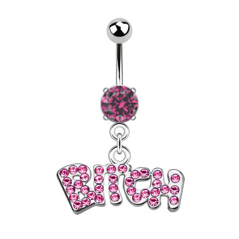 Banane silber mit Kugel und Kugel Kristall pink Anhänger Bitch