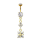 Banana 14k gold-plated with two balls crystal silver pendant diamond four crystals