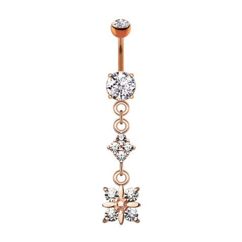 Banana rose gold with two balls crystal silver pendant diamond four crystals