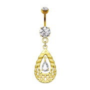 Banana 14k gold-plated with two spheres crystal silver...