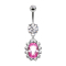 Banane argentée avec deux boules de cristal argenté Pendentif grand cristal rose ovale