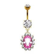 Banana placcata oro 14k con due sfere di cristallo...