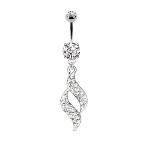 Banana dargento con due sfere di cristallo argento ciondolo vortice