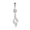 Banana dargento con due sfere di cristallo argento ciondolo vortice