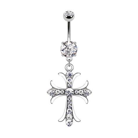 Banana silver with two balls crystal silver pendant Celtic cross