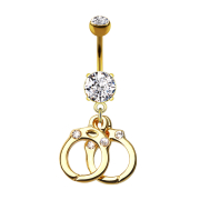 Banane 14k vergoldet mit zwei Kugeln Kristall silber...