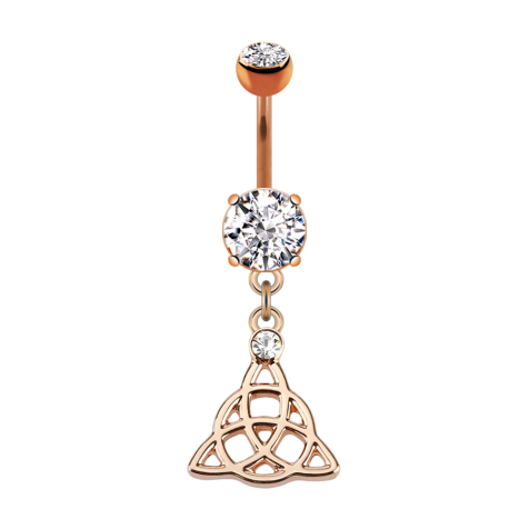 Banana rose gold with two balls crystal silver pendant Celtic knot