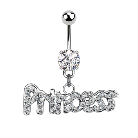 Banana dargento con sfera e ciondolo in cristallo dargento Principessa