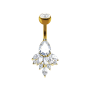 Banana 14k gold-plated with ball crystal silver drops and...