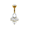 Banana 14k gold-plated with ball crystal silver drops and feathers