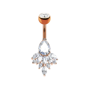 Banana rose gold with ball crystal silver drops and feathers