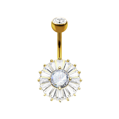 Banana oro 14k con cristallo a sfera argento cristallo rotondo con cristalli princess