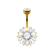 Banana oro 14k con cristallo a sfera argento cristallo...