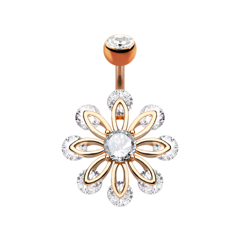 Banane rosegold mit Kugel Kristall silber acht Blüttenblätter