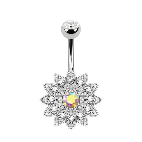 Banana silver with ball crystal silver flower multicolor with small crystals