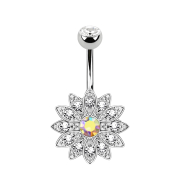 Banana silver with ball crystal silver flower multicolor...