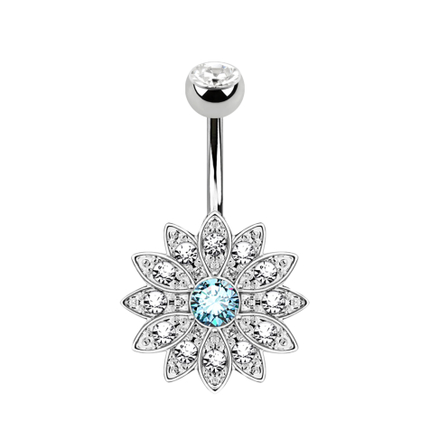 Banana argento con sfere di cristallo argento Fiore acqua con piccoli cristalli