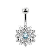 Banana silver with ball crystal silver Flower aqua with...