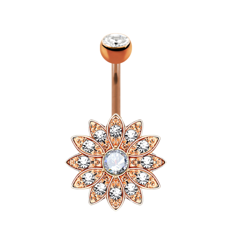 Banana rose gold with ball crystal silver Flower silver with small crystals