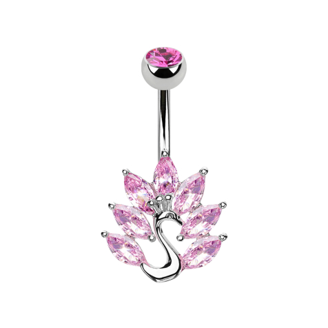 Banana silver with ball crystal pink peacock