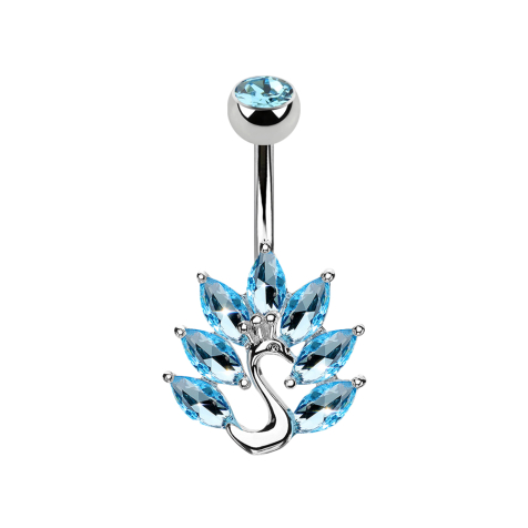 Banana silver with ball crystal aqua peacock