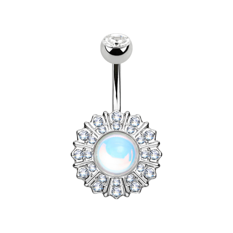 Banane argentée avec boule cristal argenté Fleur réfléchissante