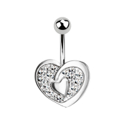 Banana silver with ball silver crystal heart with heart