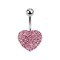 Banana silver with ball crystal heart pink