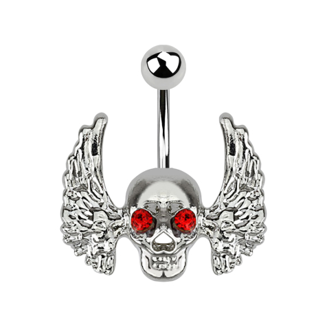 Banane silber mit Kugel Totenkopf mit Flügel