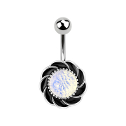 Banana dargento con pietra opalite a forma di sfera