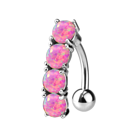 Banana silver with ball four opals pink