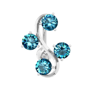 Banana dargento con pallina di vite con quattro cristalli...