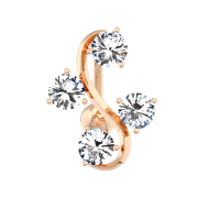 Banana rose gold with ball vine with four crystals silver