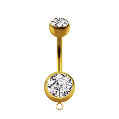 Banane dorée à lor fin avec deux boules de cristal argenté et anneau pour pendentif