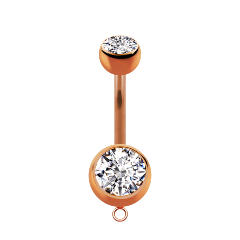 Banana rose gold with two silver crystal balls and ring for pendant