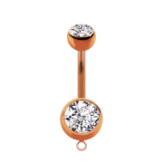 Banane or rose avec deux boules cristal argenté et...