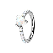 Micro segment ring hinged silver side opals and heart
