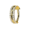 Micro bague segmentée pliable plaquée or trois anneaux double rangée de cristaux