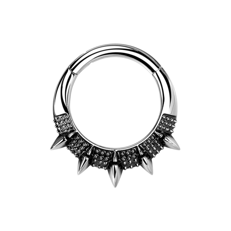 Anello a micro segmenti incernierato in argento a cinque coni